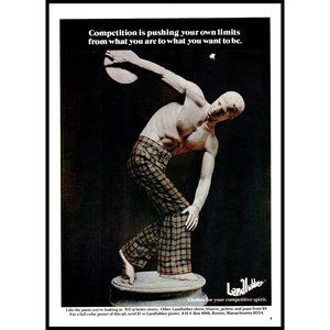 1973 Landlubber Mens Plaid Pants Slacks Vintage Print Ad Statue Discus Wall Art